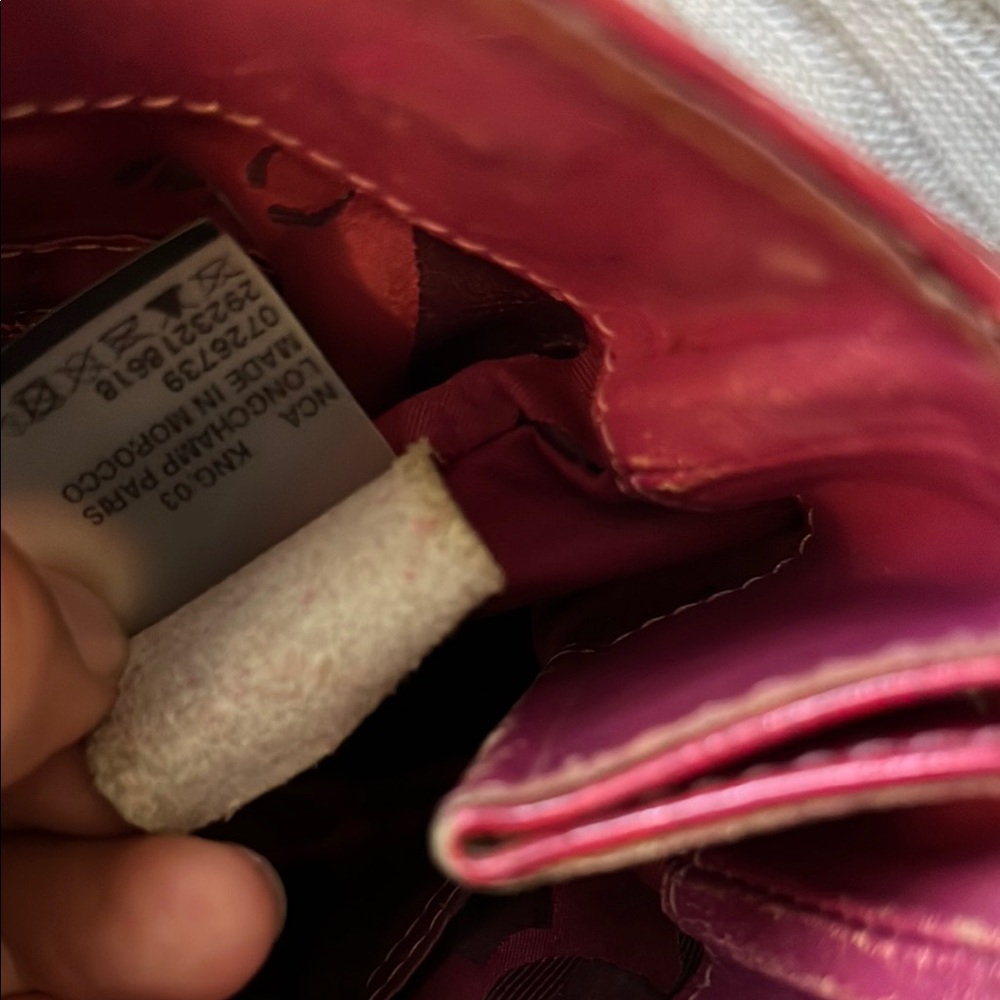 Longchamp Red Glossy Leather Shoulder Bag - Picture 17 of 17